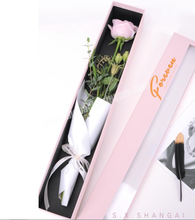 Single rose package semi-transparent window-opening gift box long square single flower box