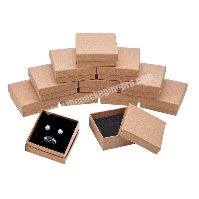 Small Kraft Ring Earring Jewelry Packing Box Custom Square Cardboard Gift paper Boxes for Wedding Propose