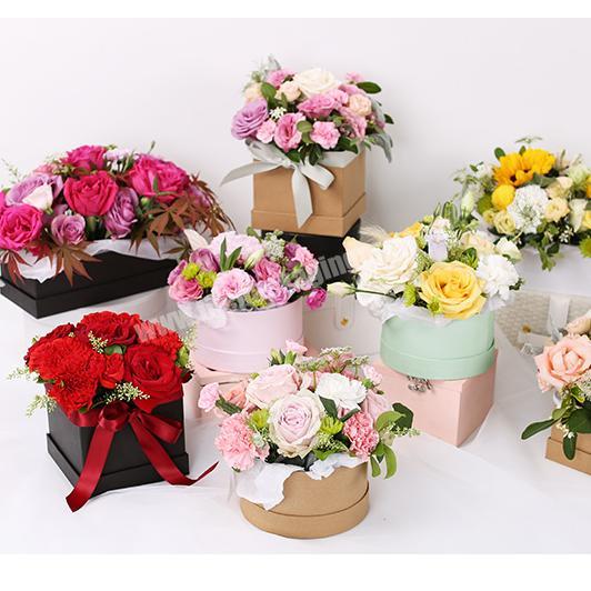Square Small Mini Rigid Paper Preserved Gift Bouquet Packaging Luxury Fresh Rose Soap Flower Box paper cardbord flower box