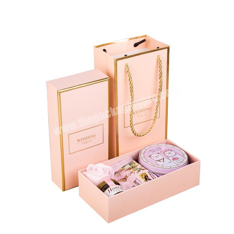 Supplier Pink Custom Cardboard Box Sweet Favors Gold Logo Packaging Gift Box with Lid for Wedding Christmas Chocolate Mug