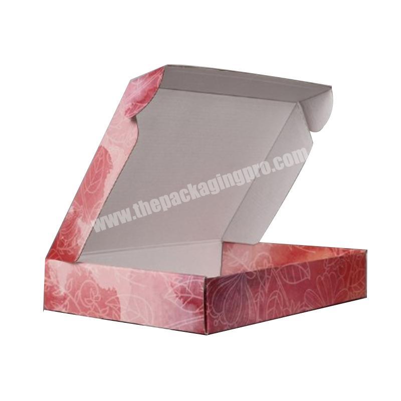 Top quality recyclable fancy luxury custom logo printed pink corrugated cardboard clothing shipping mailing paper mailer box
