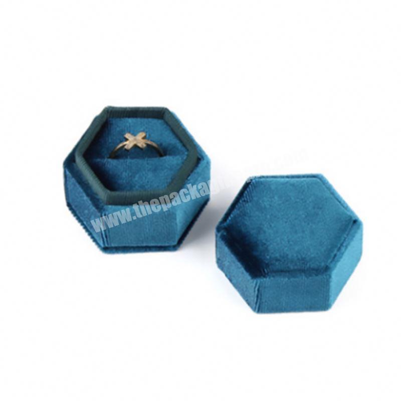 Velvet ring flocking travel velour jewelry box jewellery packaging with foam luxury rings box