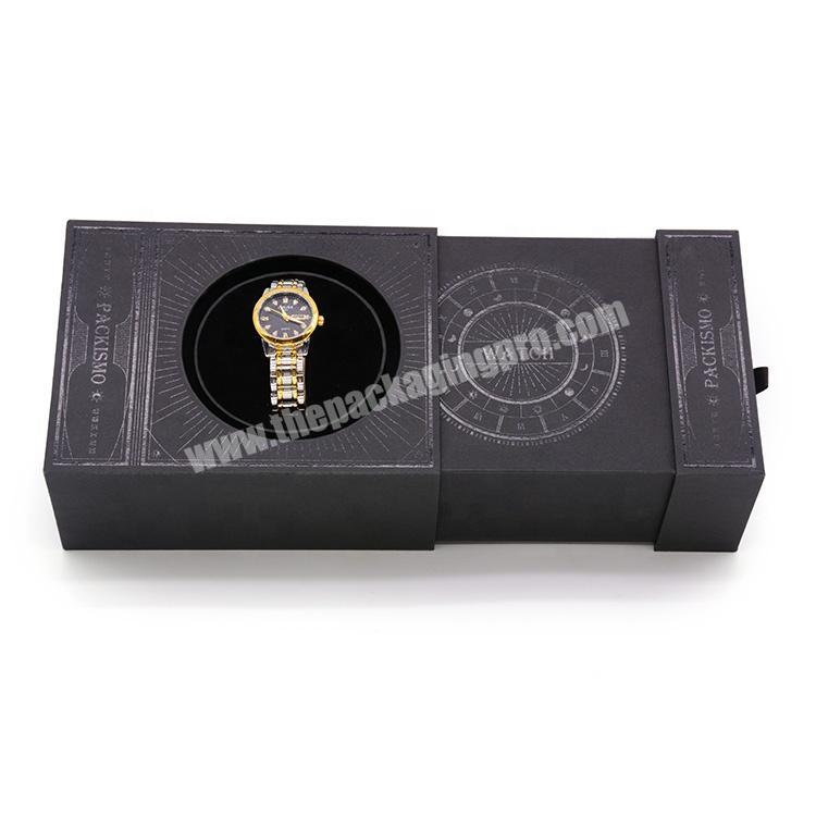 Watch case packaging latest design black pull automatic lift watch storage box