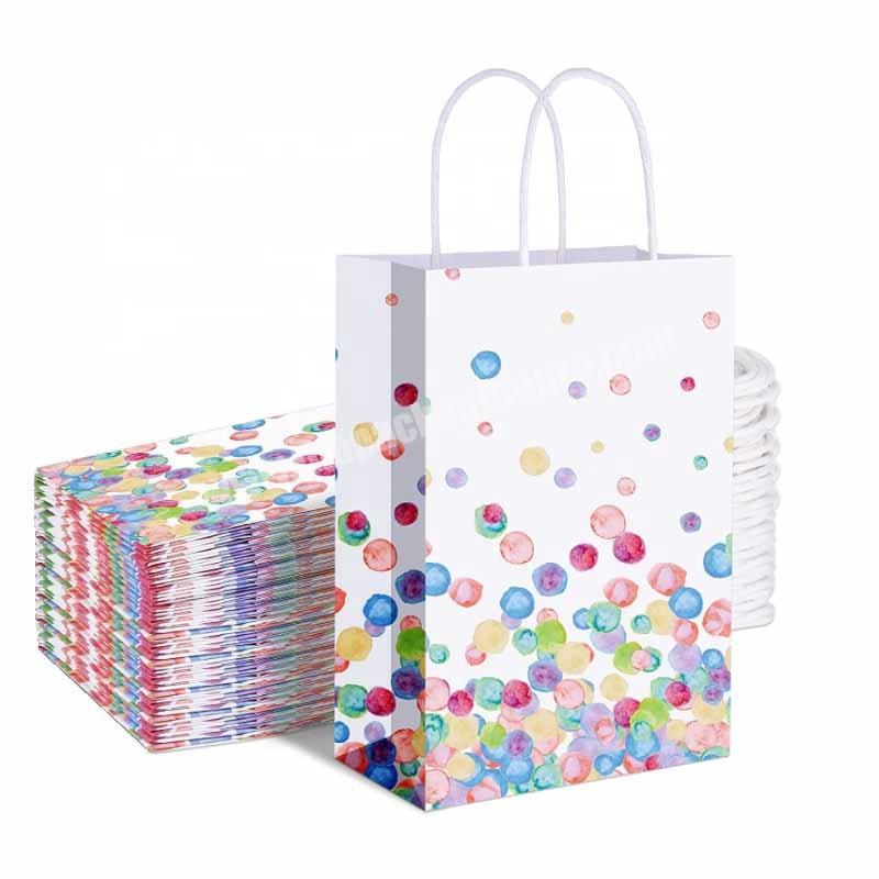 Watercolor Dots Gift Bag with Handle Party Favor Candy shopping Bags for Women Girls Mom Wedding Birthday