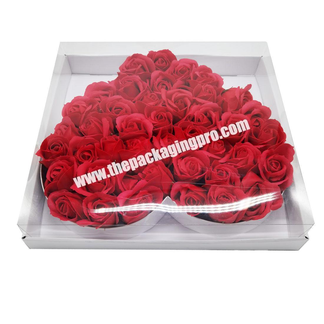 White Cardboard Sweets Gift Cardboard Flower Floral Packaging Heart Shaped Box With Cover