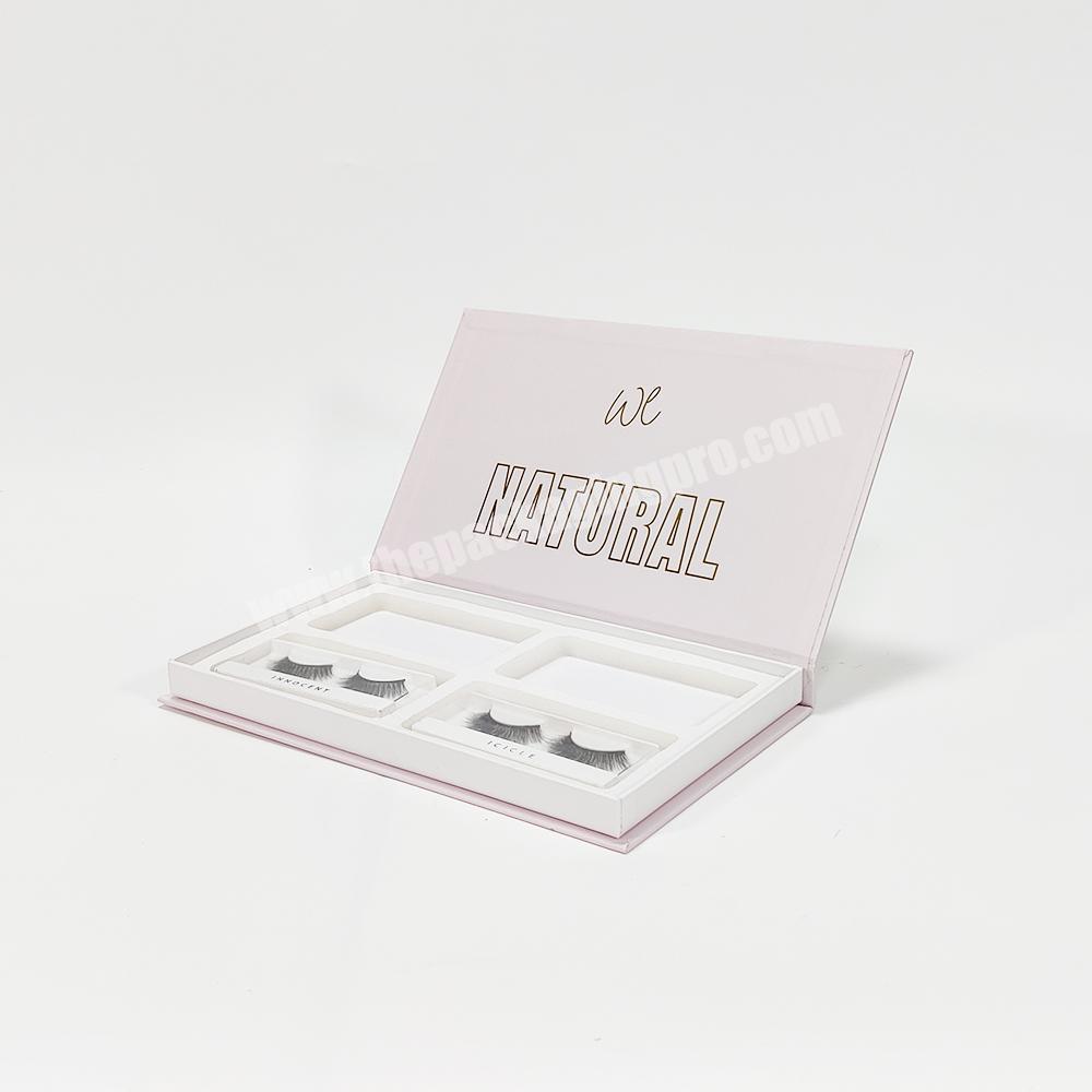 Wholesale Customized Gloss Lamination Cosmetics Magnetic Satin Insert Eyelash Packaging Box for Gift