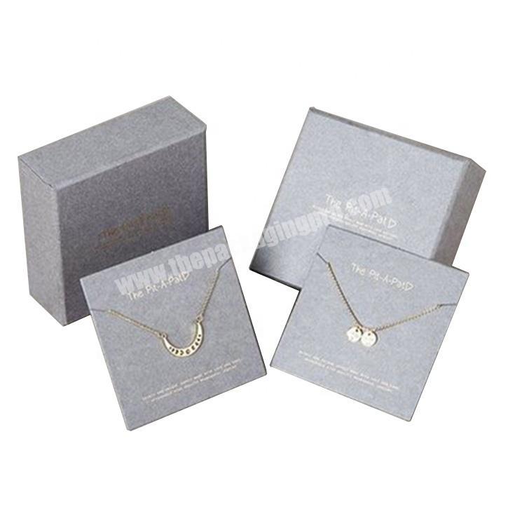 Wholesale Embossing Recyclable Luxury Custom Logo 2 Pieces Rigid Set Up Cardboard Gift Packaging Paper Jewelry Box for Necklace