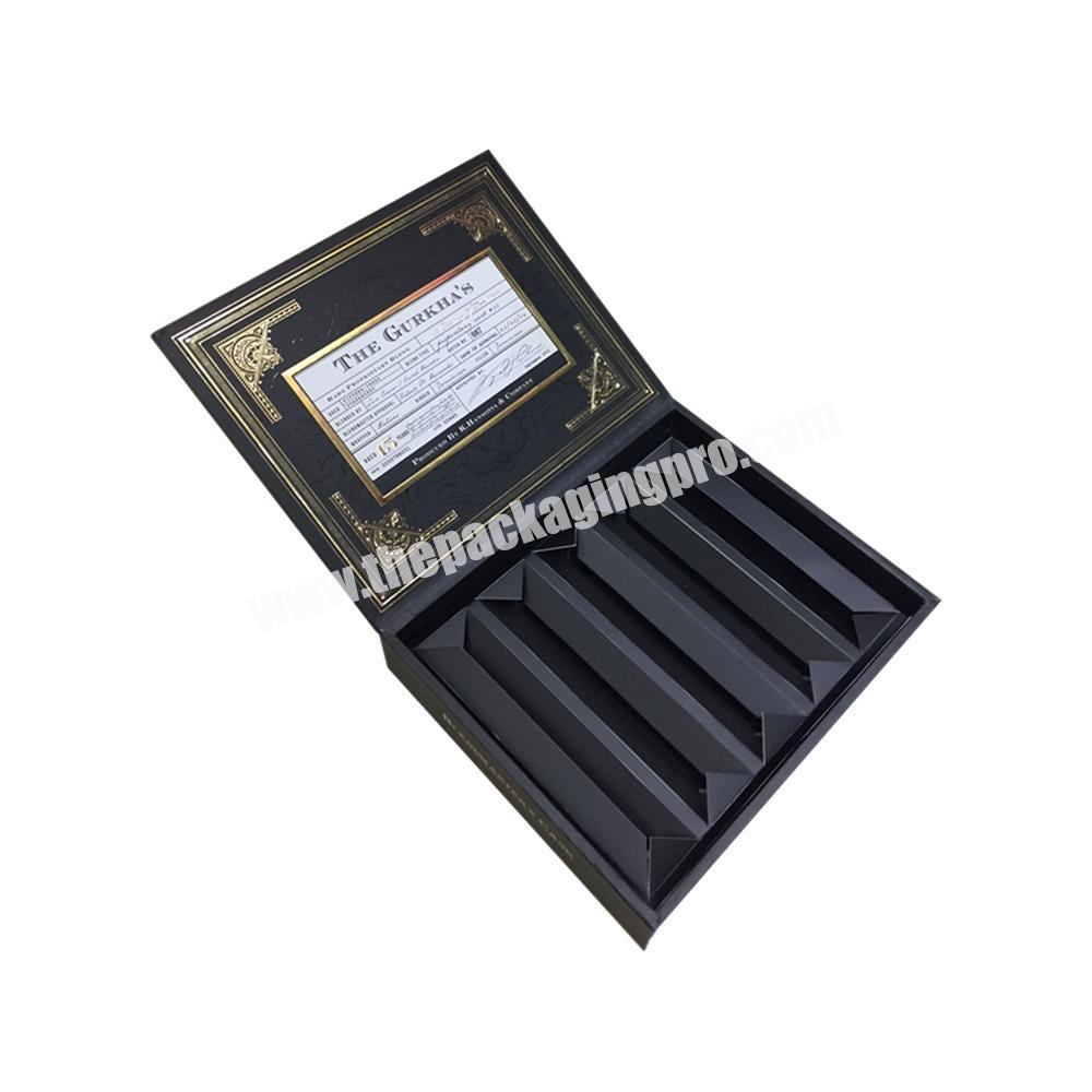 Wholesale Finest Magnetic Closure Matte Custom Gift Paper Wooden Black Packaging Cigar Box