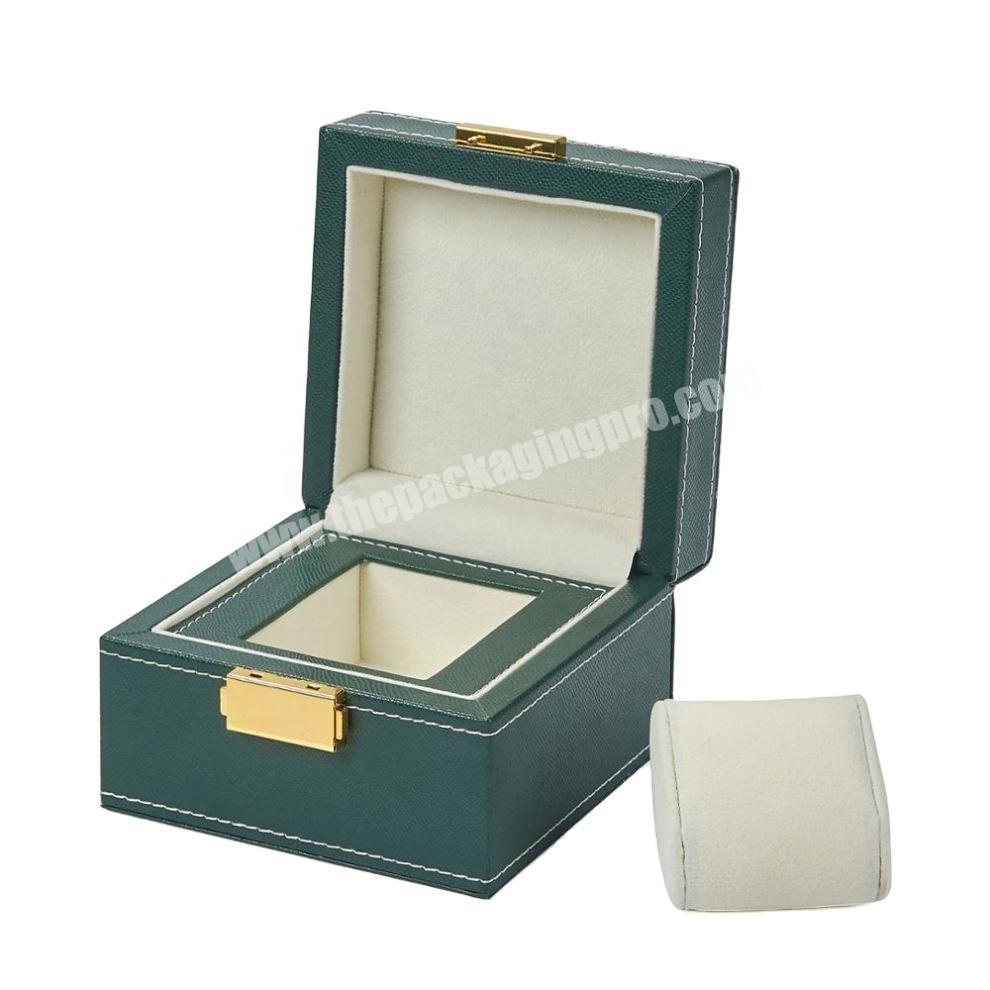 Wholesale Luxury Leather Watch Packaging Gift Box Design Your Own Dark Green Watch Box