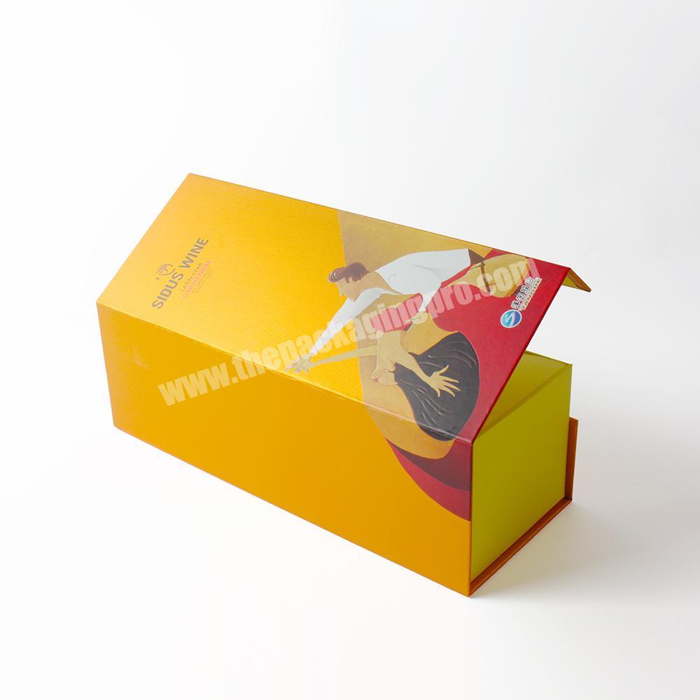 Wholesale Manufacture Cardboard Single Wine Bottle Magnetic Gift Box Packaging Book Shape Luxury Gift Box