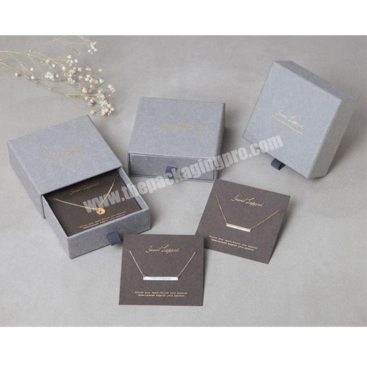 Wholesale custom cardboard fancy rigid earring necklace ring jewelry box sliding drawer gift box drawer kraft box with handle