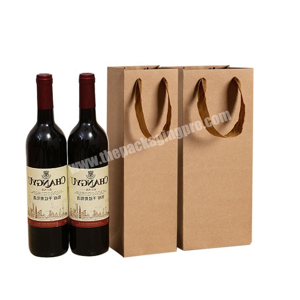 Wholesale custom logo printing different size handbags gift packaging shopping paper wine box with handle