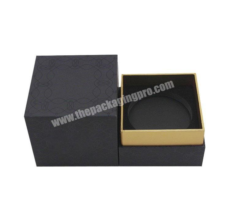 Wholesale custom print luxury black cardboard candle packaging boxes with foam insert