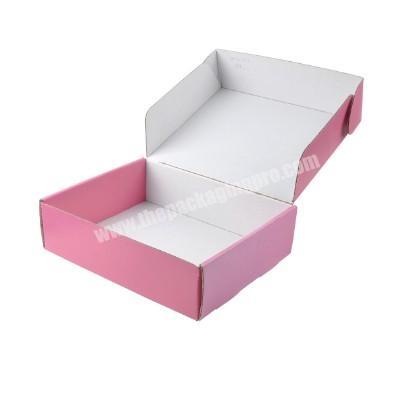 Wholesale eco friendly foldable luxury custom logo printed clothing pink paper corrugated cardboard shipping mailing postal box