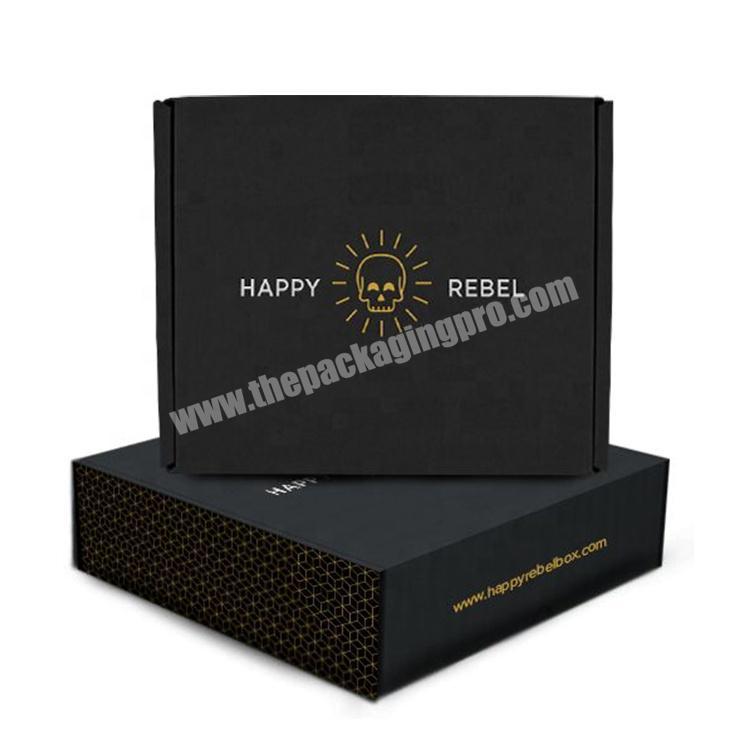 Wholesale eco friendly foldable luxury custom print fancy clothing paper corrugated cardboard box black mailer box box shipping