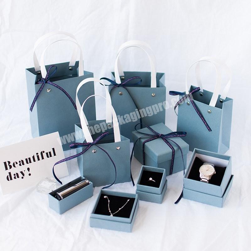 Wholesale fancy sky blue kraft paper ear ring necklace bracelet jewelry packaging boxes for gifts