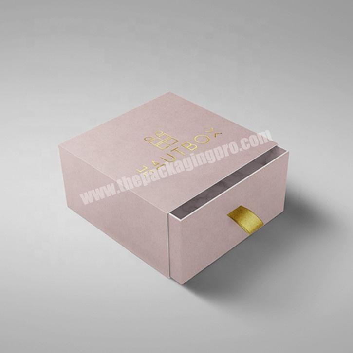 Wholesale pink luxury custom cardboard marble jewelry sliding drawer gift paper box with logo rose gold hot foilhot stamping