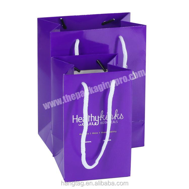 Wholesales Purple Printed Packaging Paper Gift Shopping Bag