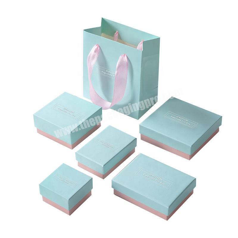 biodegradable packaging for jewelry set custom logo 300 pieces blue earring watch jewellery box bracelets and pouch