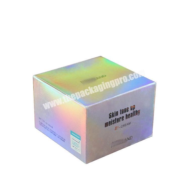 cheap empty holographic paper skincare packaging box