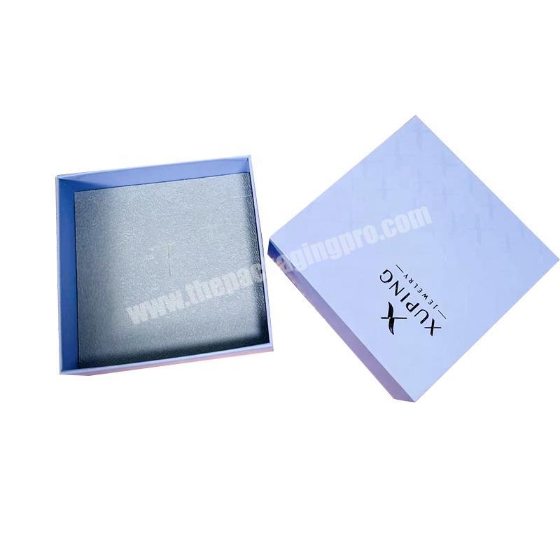 custom big blue ring earing boxes high quality jewelry paper gift packaging box with logo for jewellery luxury
