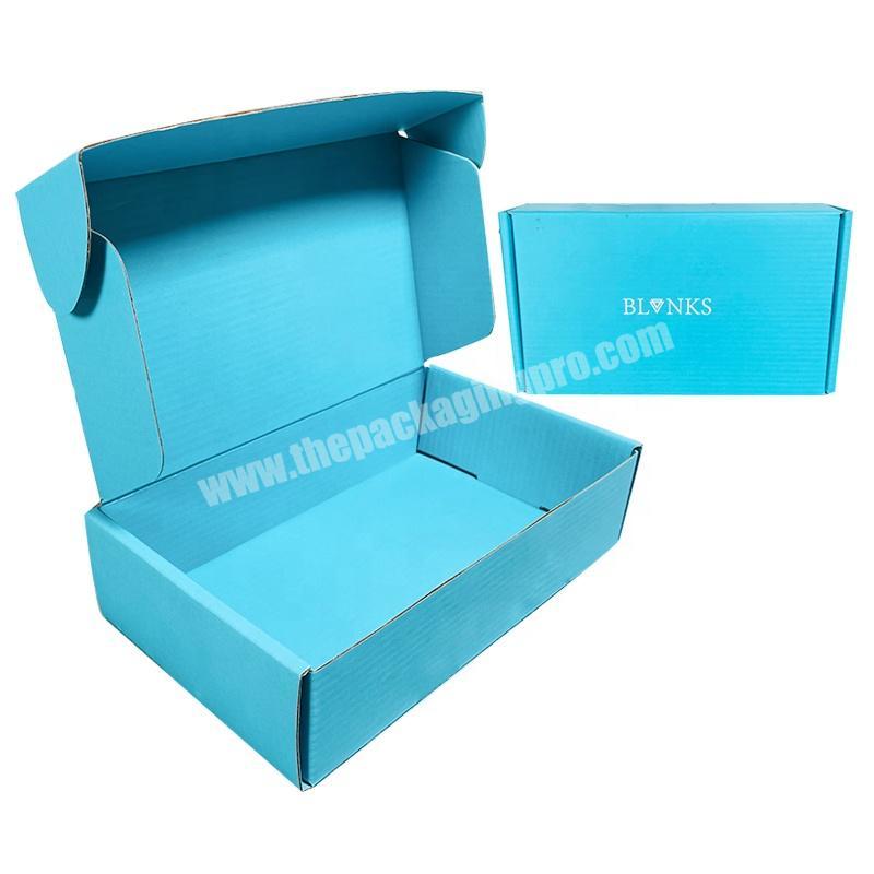 custom blue cardboard gift jewelry mailer boxes packaging clothing corrugated shipping mailing box with logo