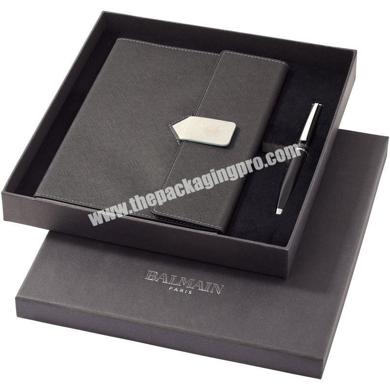 custom design cardboard black notebook gift box