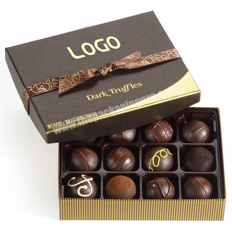 custom eco chocolate box packaging biodegradable decorative chocolate ball box with ribbon bow