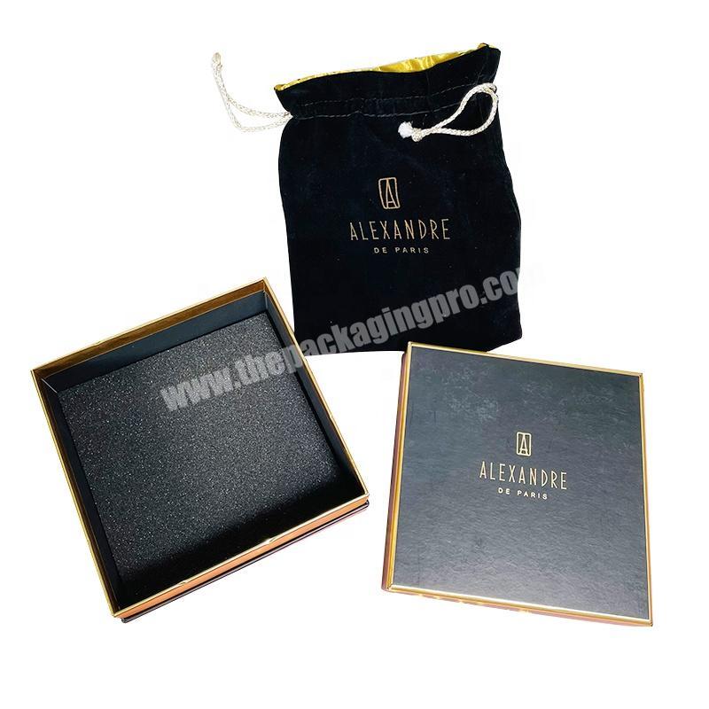 custom logo black and gold luxury cosmetics jewelry gift cardboard packaging boxes with lid
