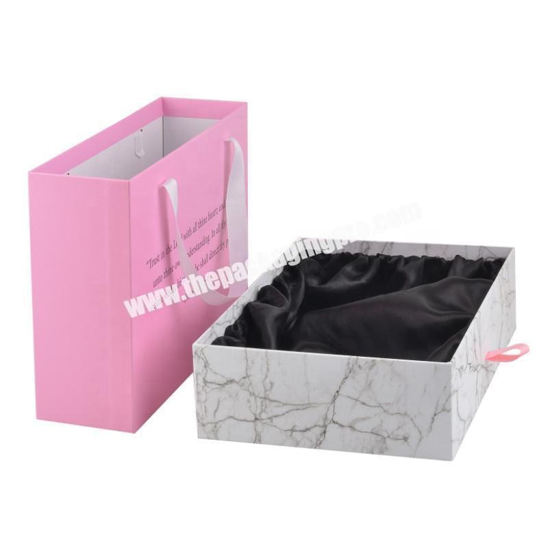 Luxury Custom eyelash Clothes jewellery Hair Wig pink sliding Drawer Cardboard Paper Gift Packaging Box with Silk satin