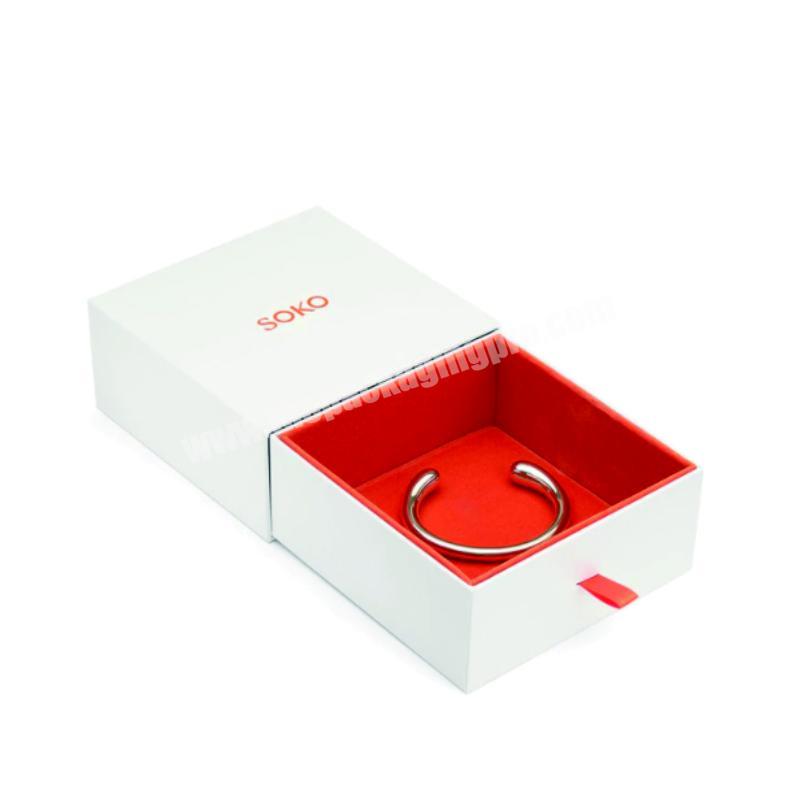 custom logo gold small ring watch earring gift bracelets storage sliding jewelry velvet pouch packaging drawer paper box
