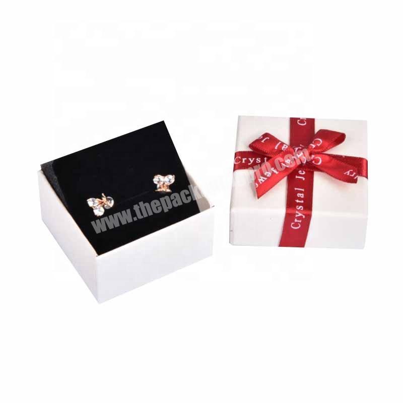 custom logo packaging jewelry bags red butterfly ribbon black and white box for cheap mini jewelry box wedding ring set
