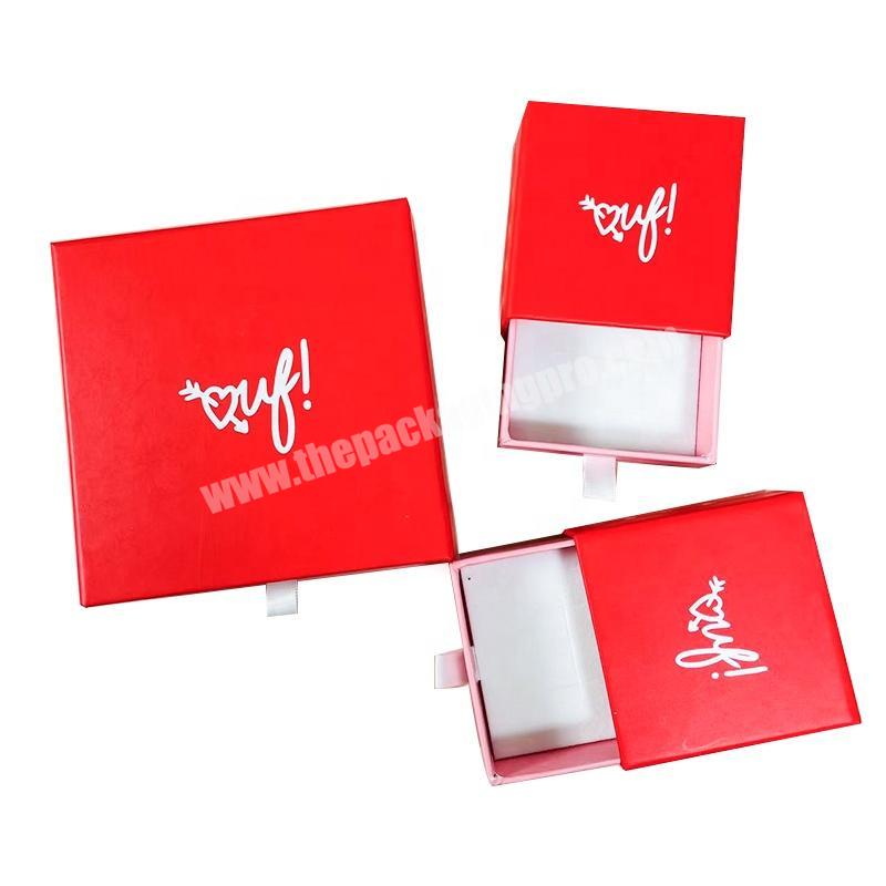 custom logo red cardboard ring jewellery packaging gift drawer boxes with handles for jewelry luxury