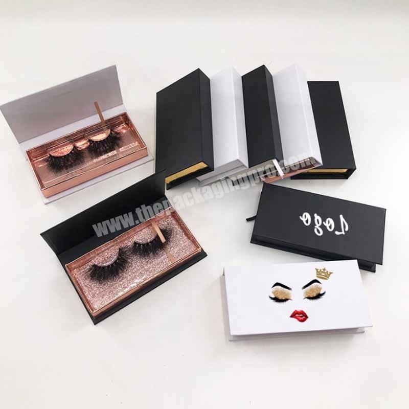 custom paper empty lash boxes packaging black slide eyelashes storage  box with gold pull drawer