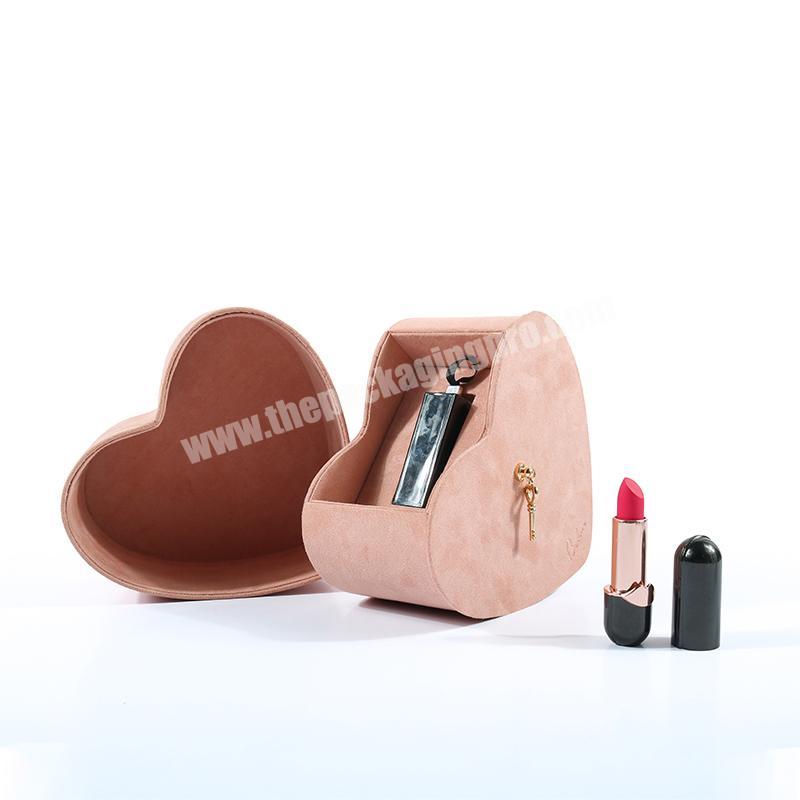 custom personalised velvet  pink cosmetics bridesmaid valentines lipstick heart shaped gift box
