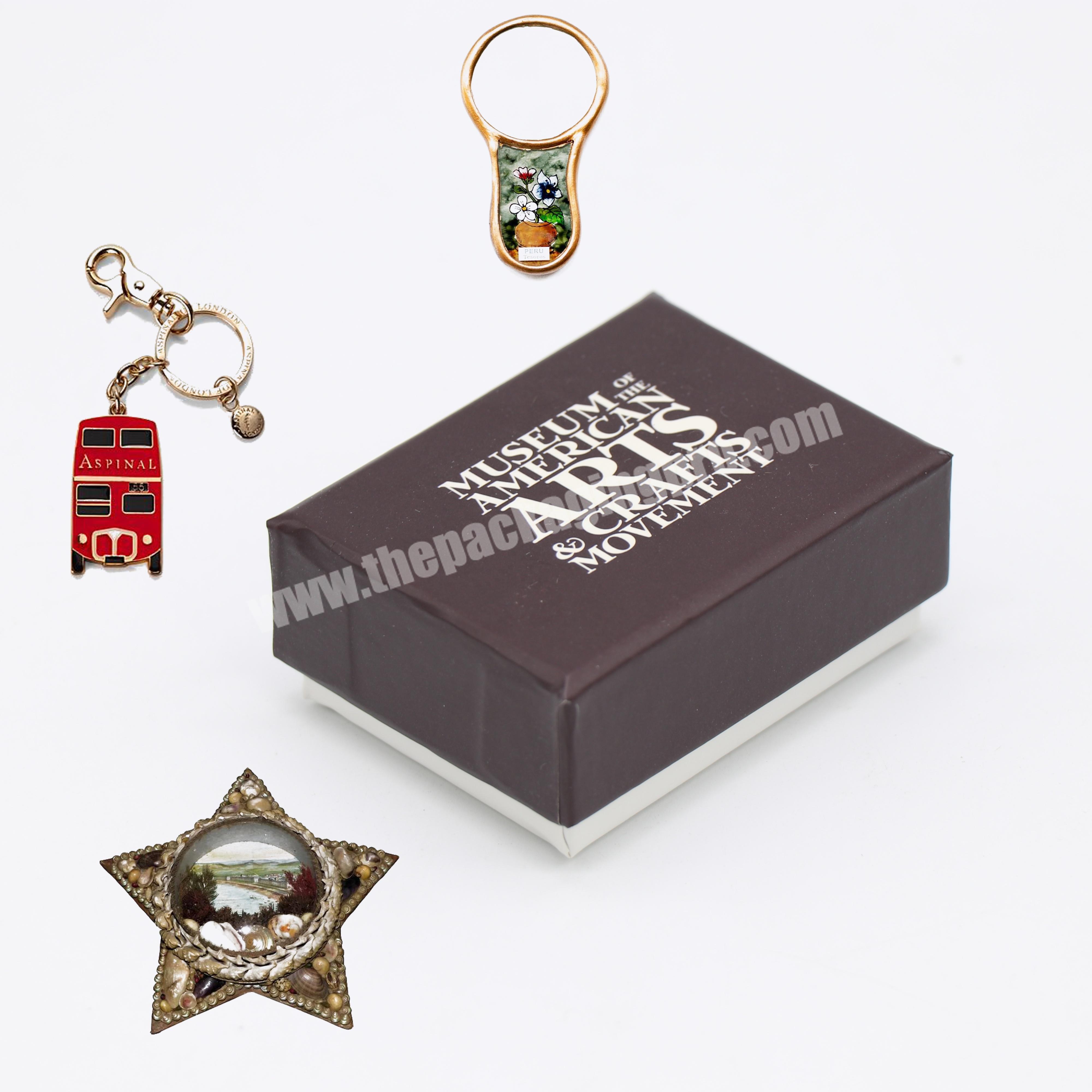 custom printed paper cardboard keychain ring packaging gift box with lid souvenir gift box keychain box