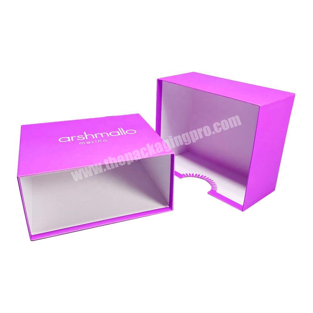 custom purple Large luxury cardboard rigid wigs sliding drawer jewelry gift paper box packaging with logo