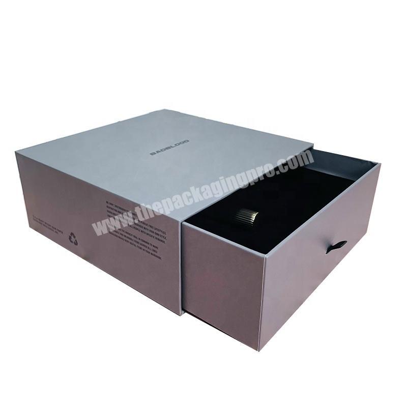 custom sliding drawer cardboard shoe paper box gray luxury packaging tshirt clothing underwear box
