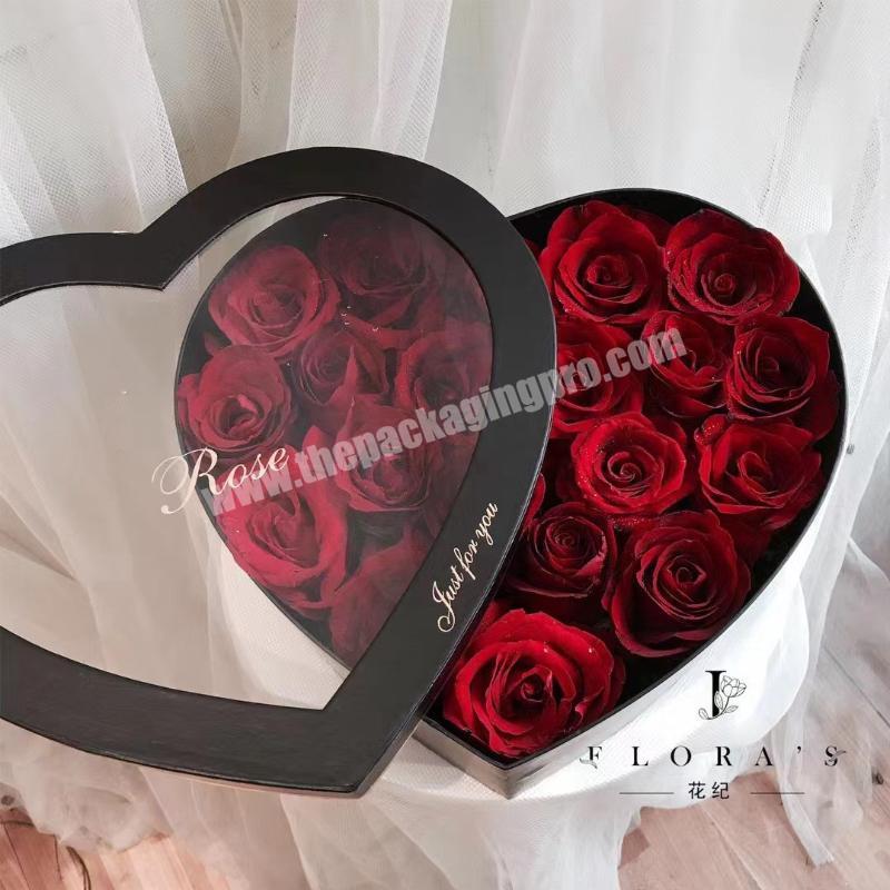 custom wholesale luxury velvet acrylic heart shaped love fleur rose flower boxes