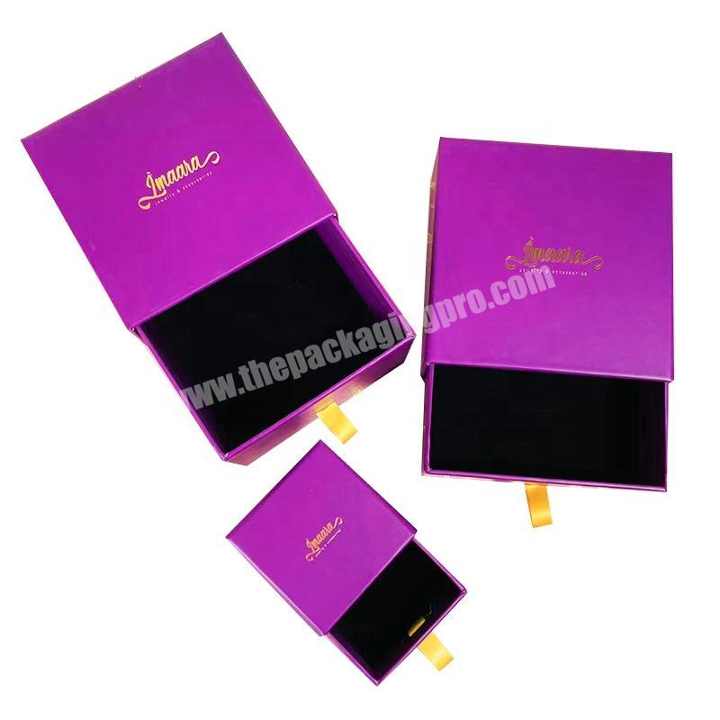 dark purple cardboard jewellery necklace gift boxes with handle wholesale luxury packaging jewelry drawer box