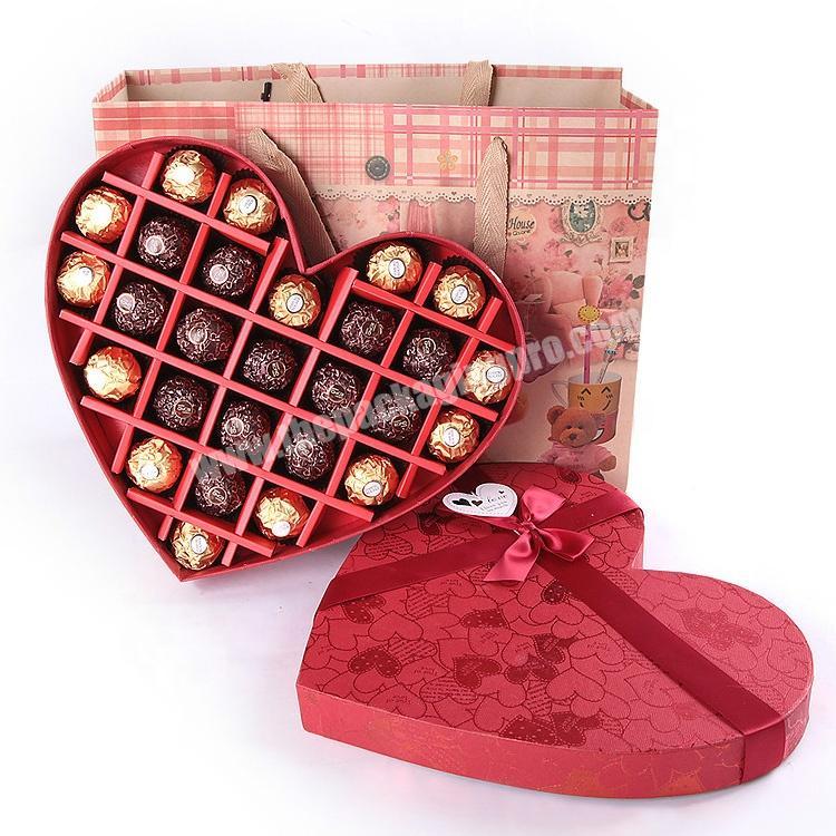empty chocolate box red heart shape custom design gift boxes Black gold double drawer Christmas chocolate packing