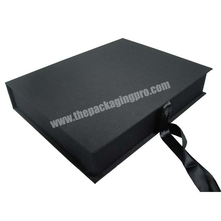 factory wholesale luxury black photo album box with ribbon