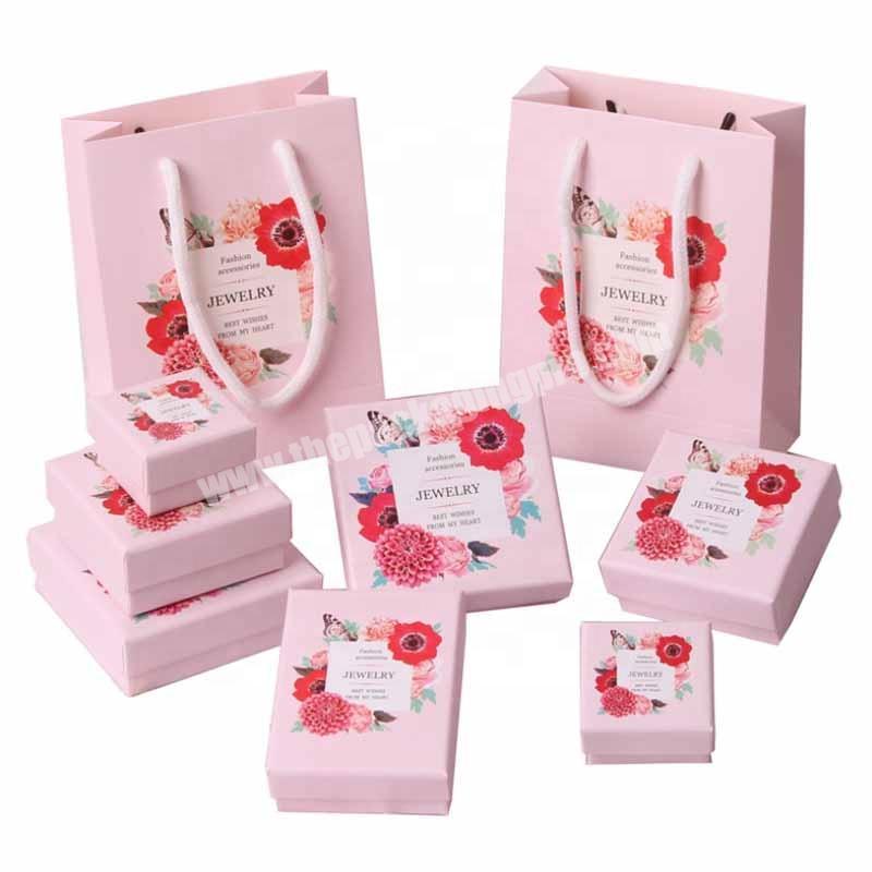 hot sell pink paper bag with high quality jewelry packaging box for big necklace
