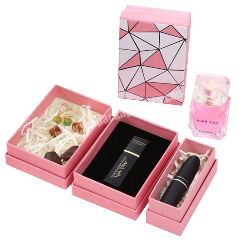 mini earring cardboard box custom cosmetics lipgloss jewellery light pink paper gift boxes packaging in bulk