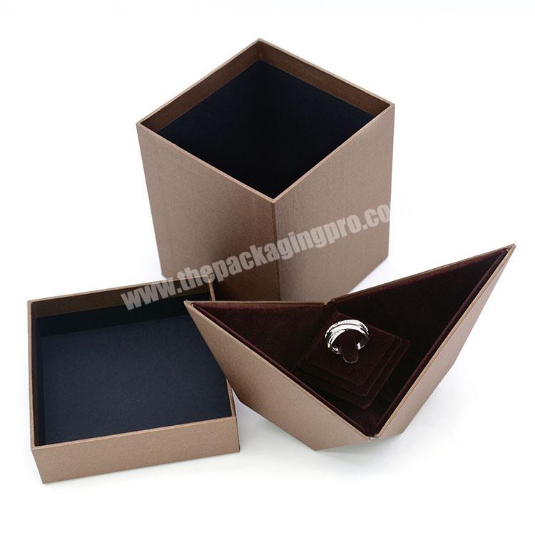 packaging solution Boutique Brown magnetic clamshell Sepcial Jewelry Paper Packaging Box For Ring manufacturer
