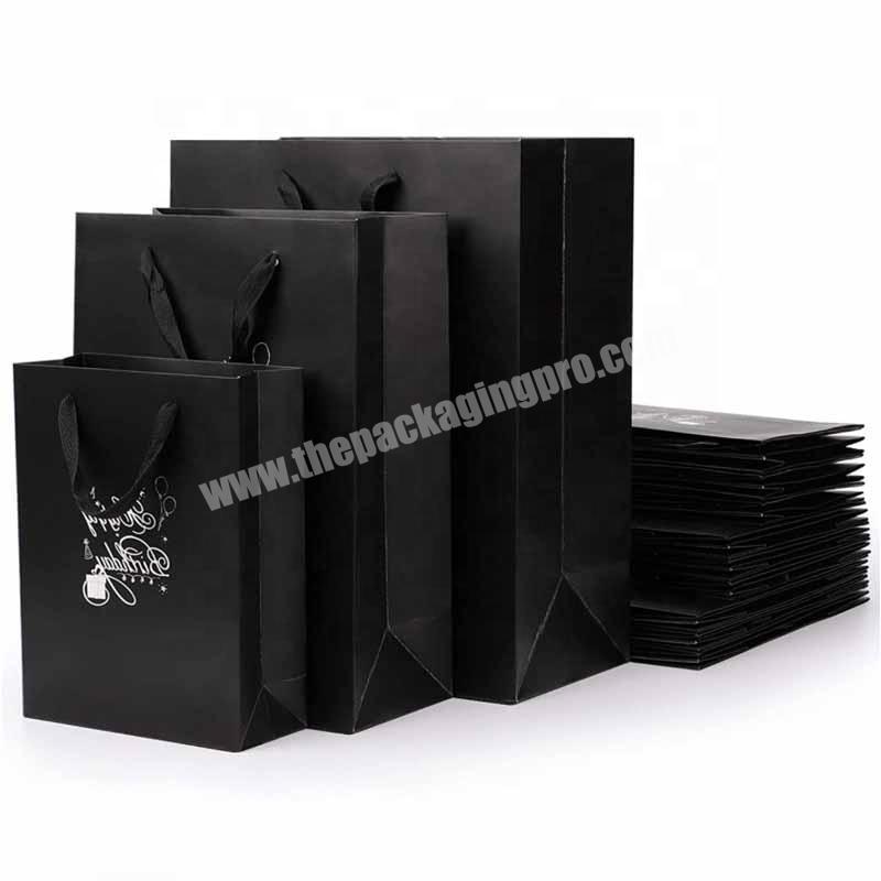 personalised black luxury gift bags black kraft paper shopping bag packaging with handle