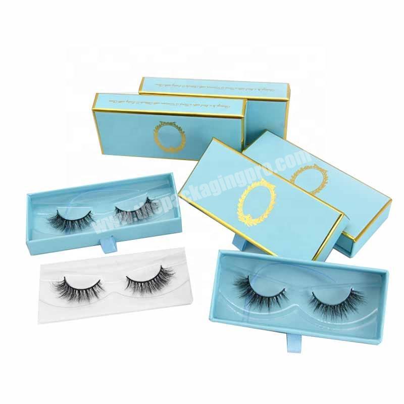 personalised blue empty  eyelash packaging boxes 25mm for custom logo square cardboard nude drawer lash box