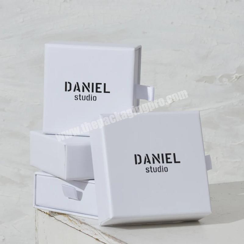 personalized luxury drawer jewelry gift paper box custom logo necklace earring cardboard box with jewelry packaging pouch