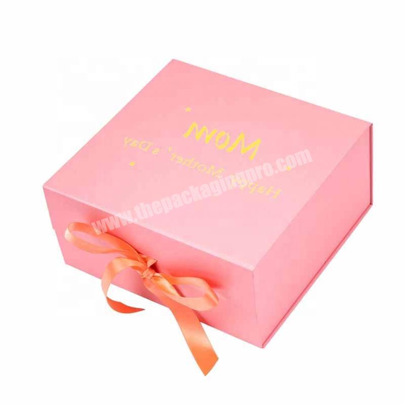 personalized pink large collapsible gift boxes with magnetic closure custom luxury jewelry shipping packaging paper box