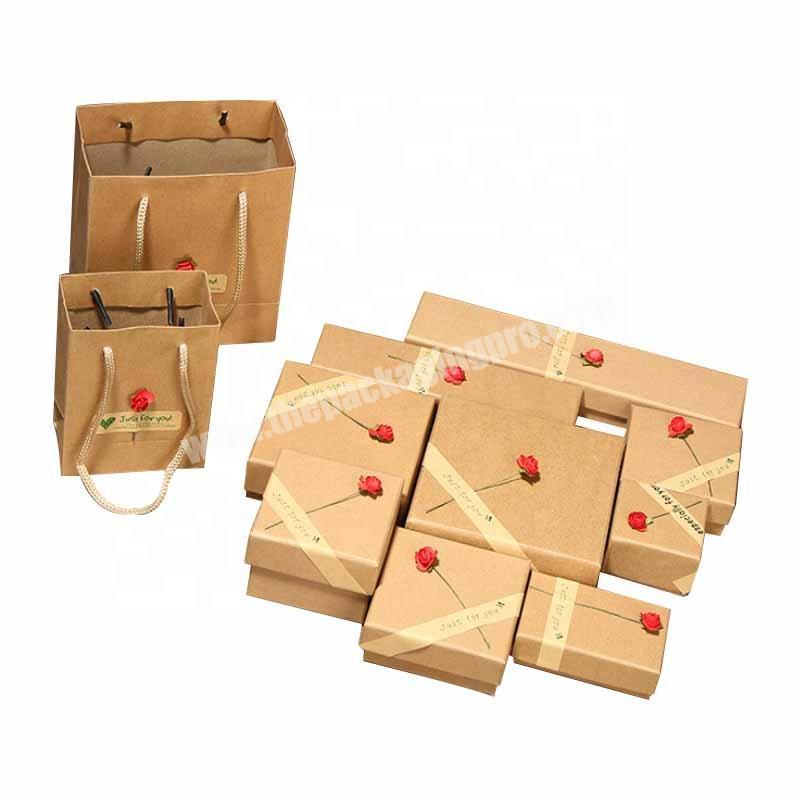 square empty jewelry necklace earing ring packaging cardboard  box with paper earing